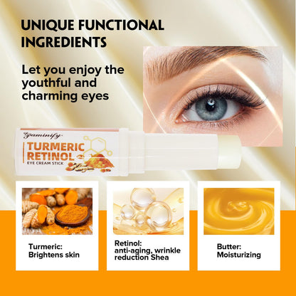 Turmeric Retinol Eye Stick - LumiBalm Under Eye Cream for Dark Circles & Puffiness - Anti-Aging Eye Balm for Wrinkles & Fine Lines (0.5oz)