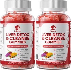 2 Pack Lukaree Liver Cleanse Detox & Repair Gummies w/Artichok & Dandelion - Sugar-Free Milk Thistle Supplement for Digestion & Immunity - Herbal Liver Health Supplement for Men & Women- Vegan, 60 Count