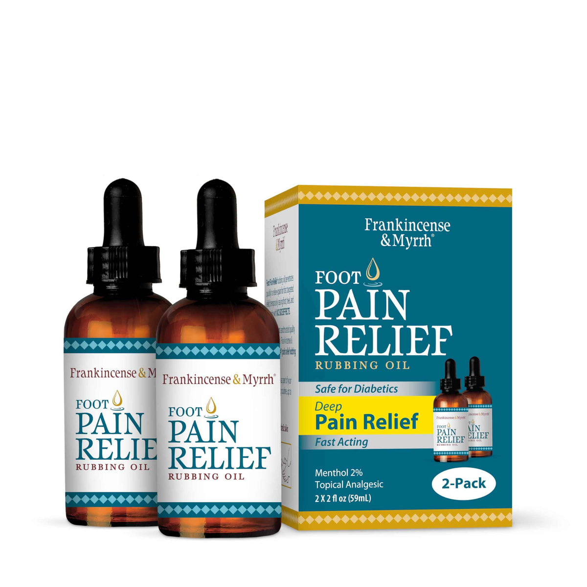 FRANKINCENSE & MYRRH Foot Pain Relief Rubbing Oil, Neuropathy Pain Relief for feet, Frankincense Essential Oil, Diabetic Lotion & Cream, Nerve, Neuropathy, Maximum Strength - 2 Pack