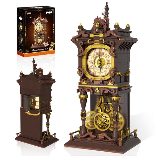 SHAREHB Vintage Swing Clock Building Blocks Set with Working Pendulum