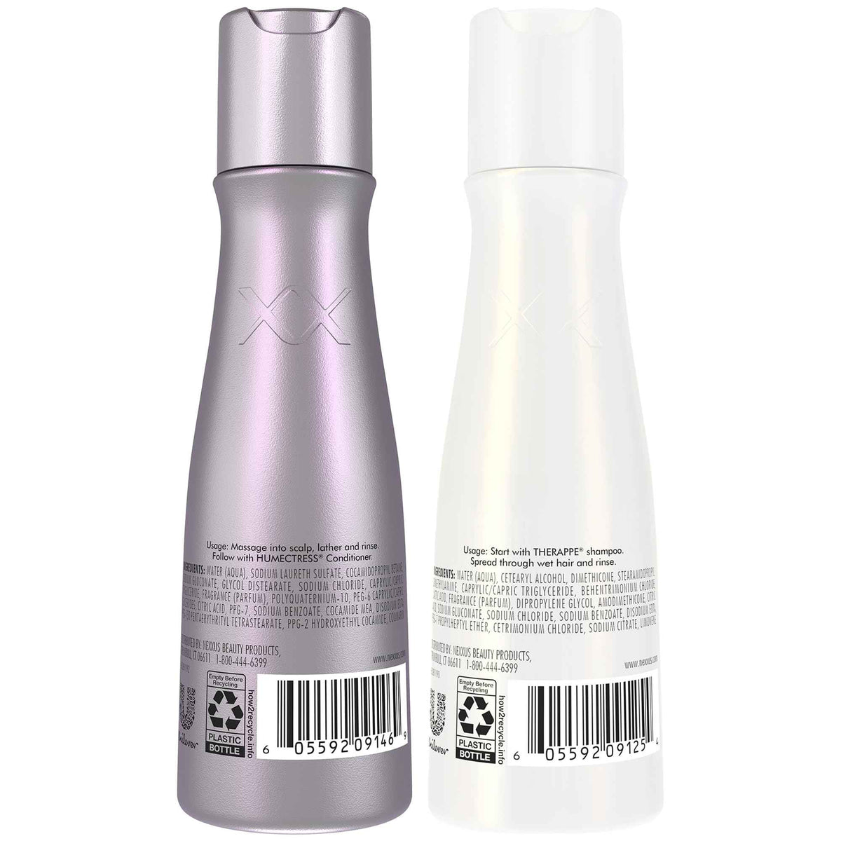 Nexxus Travel Shampoo and Conditioner, Therappe & Humectress, 3 Oz Ea - Ultimate Moisture Protein Treatment for Dry, Damaged Hair with Elastin Protein & Green Caviar - Hair Products for Women & Men