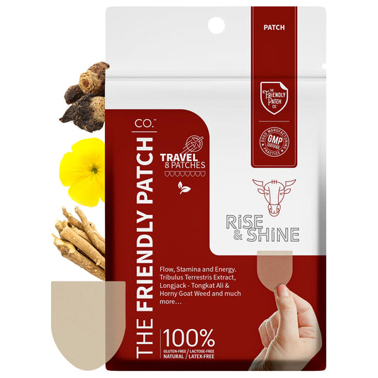 The Friendly Patch Rise & Shine – Stamina strength performance Patches for Men with Tongkat Ali-Longjack, Horny Goat Weed, Tribulus Terrestris, Black Maca extra strength for Men & Women 8-Pack