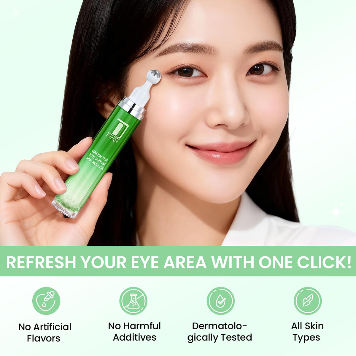 Dongyu Caffeine & Green Tea Eye Cream (Green) – Anti-Aging & Depuffing Treatment for Beauty Enthusiasts | Morning & Night Use