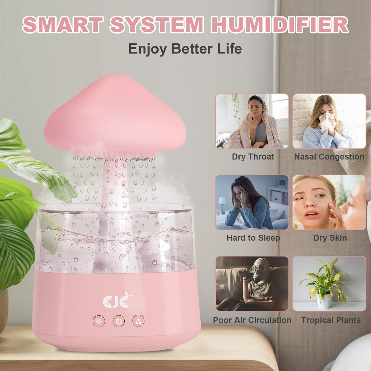 Humidifiers for Bedroom, 7 Color-Changing Led Night Lights, Aromatherapy Essential Oil