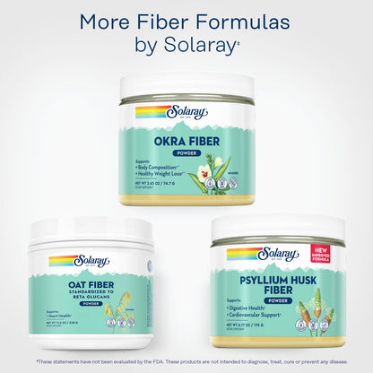 SOLARAY Okra Fiber Powder - Digestion Supplement - Supports Body Composition and Healthy Digestion - Helps Reduce Fat and Calorie Absorption - Unflavored, Gluten Free, Vegan - 30 Servings, 2.63oz