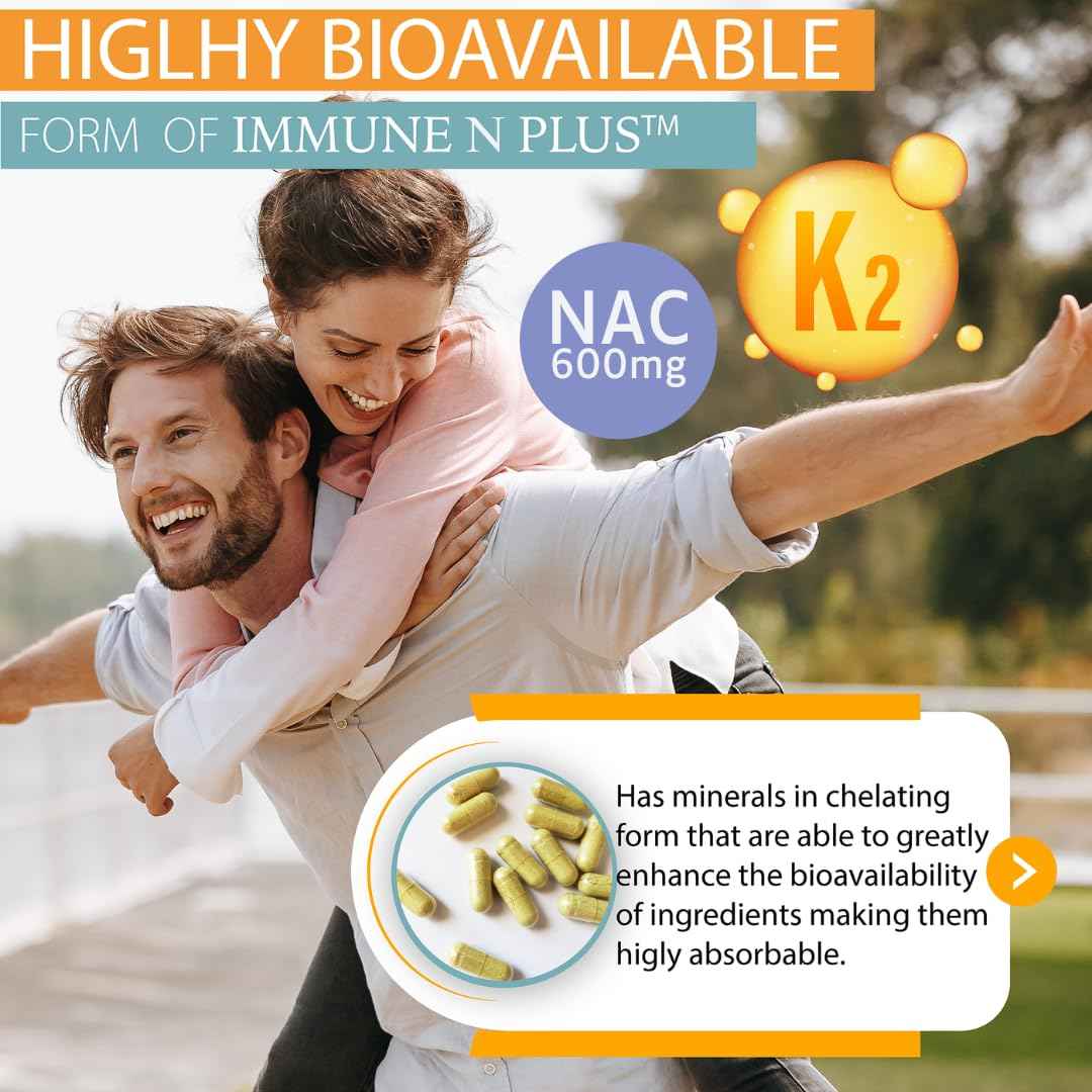 (90 Capsules), NAC 600mg, Quercetin 1,000mg, Vitamin C 500mg, Zinc 50mg, Vitamin D3 5,000iu, Selenium, Copper, Acerola, Ginger, Rutin, Citrus Bioflavonoids, Rose Hips, Echinacea, Immune N Plus 15 in 1