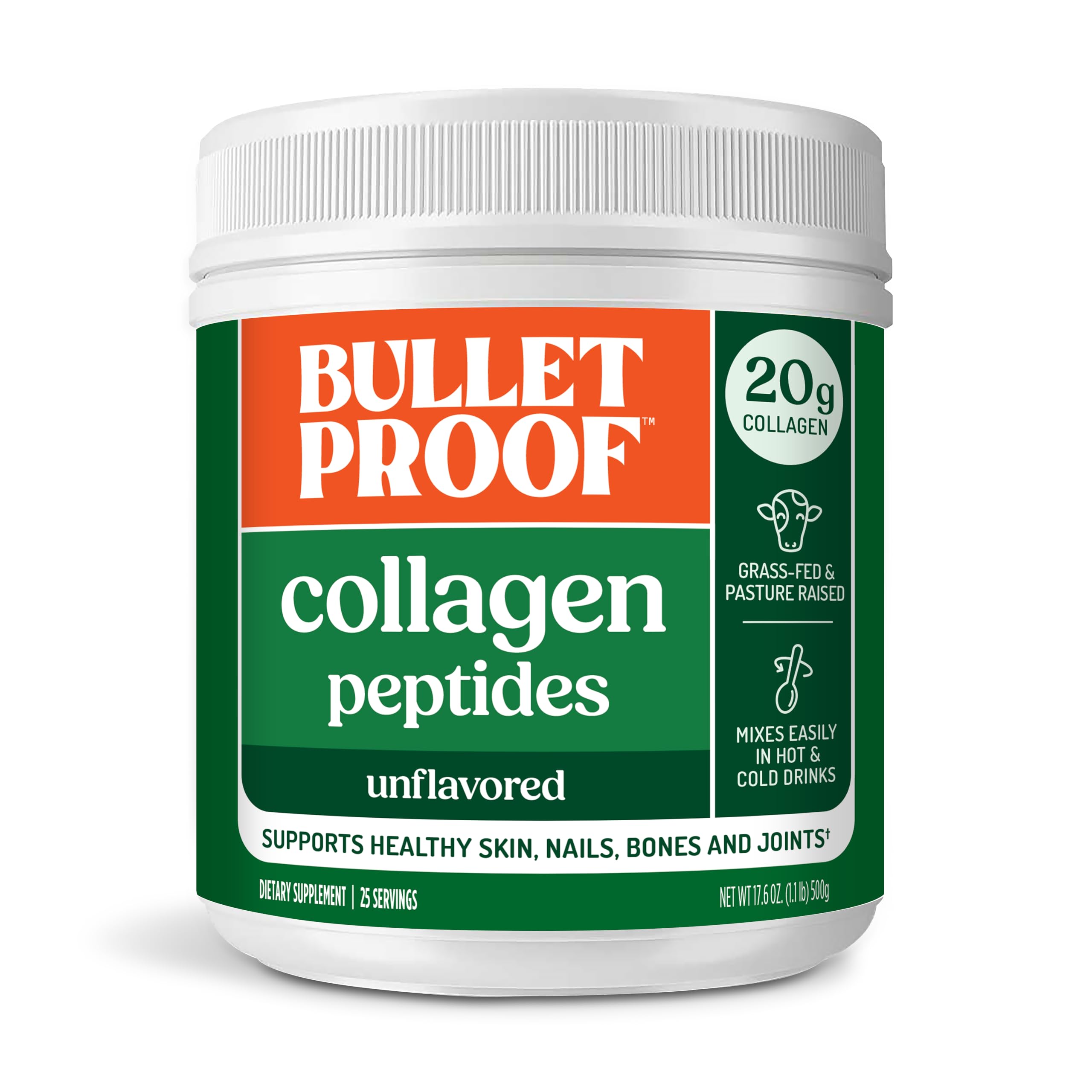 Bulletproof Unflavored Collagen Peptides Protein Powder, 17.6 oz