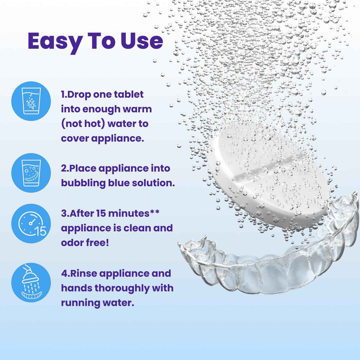 Retainer Brite Tablets for Cleaner Retainers and Dental Appliances - 96 Count