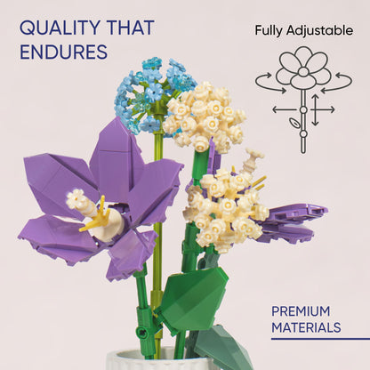 Ludari Flower Building Blocks for Adults Block Tech Flowers Buildable Flowers Building Block Set Botanical Flower Building Set 880 Pcs, No Vase Included