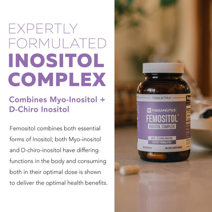 Femositol Myo-Inositol & D-Chiro Inositol Complex Supplement - Clinically Validated 40:1 Ratio (Vitamin B8) - Hormonal Balance & Healthy Ovarian Function Support (90 Capsules - 30 Servings)
