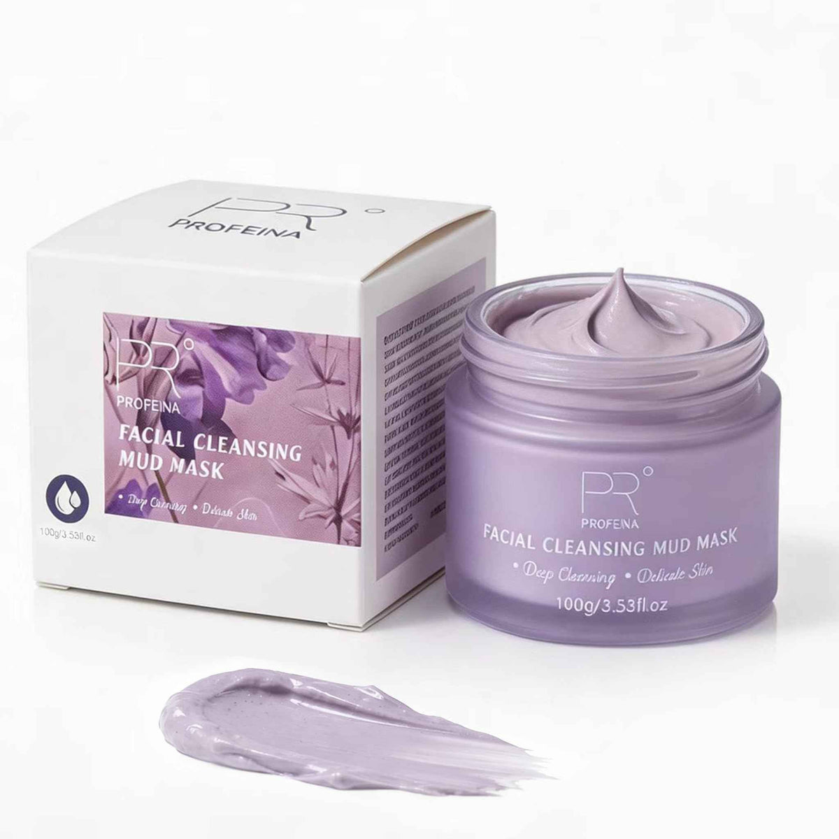 PROFEINA Clay Mask for Face, Non-Drying Facial Cleansing Mud Mask for Oily and Sensitive Skin, Deep Pore Cleansing Face Mask, Smooth Easy-Rinse Texture, Weekly Spa Skincare Routine, 4.23 Oz for Pores