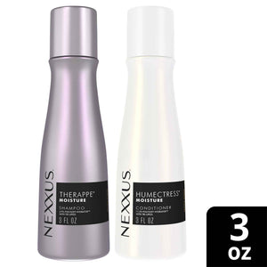 Nexxus Travel Shampoo and Conditioner, Therappe & Humectress, 3 Oz Ea - Ultimate Moisture Protein Treatment for Dry, Damaged Hair with Elastin Protein & Green Caviar - Hair Products for Women & Men