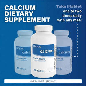 Major 600mg Calcium Tablets - Calcium Supplement - 150 Count (1 Pack)