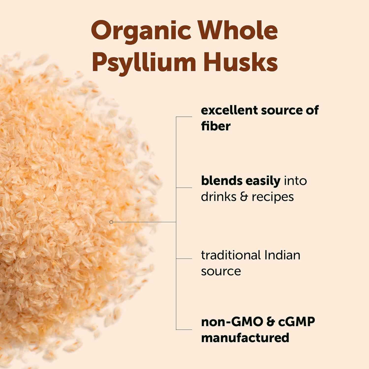Micro Ingredients Organic Whole Psyllium Husks, 3lbs - Daily Soluble Fiber Supplement - Sourced from India - Ideal for Oatmeal, Coffee & Beverage - Unflavored, Non-GMO, Keto Friendly, Vegan