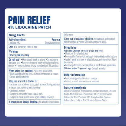 ZEEY 4% Lidocaine Pain Relief Patches, Maximum Strength OTC, for Back, Knee, Neck, Shoulders, Joints, Muscle Soreness, Fast Acting, Topical Anesthetic, Large Gel Patch, 5.5" x 3.94", 40 Count