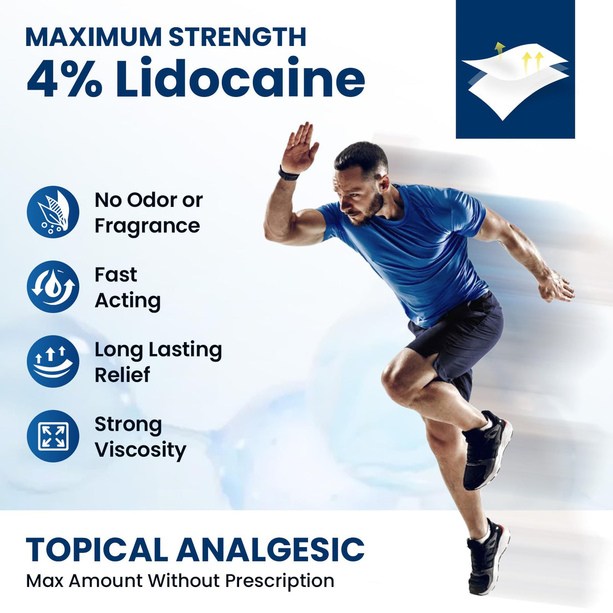 Sumifun 4% Lidocaine Pain Relief Patches 45 Counts Maximum Strength Numbing Gel Patch for Back Knee Neck Joint Ache Muscle Soreness Topical Analgesic