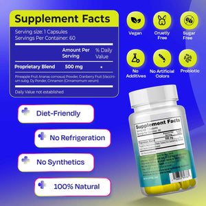 Pineapple Probiotics for Men - 625mg Sweet Spot Formula with Pineapple Extract, Cranberry & Cinnamon, Supports pH Balance & Freshens Taste, 60 Capsules, Made in the USA