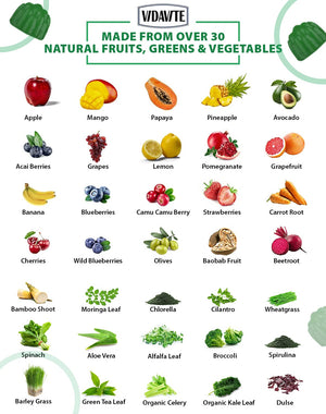 VIDAVITE Sugar-free Super Greens Gummies — US-Made, 35+ Fruit and Veggie gummies to Boost Immunity, Skin & Gut Health — Ideal Fruits and Vegetables Supplement for Adults & Picky Teens (30-Days Supply) VIDAVITEBuy Supplements Australia