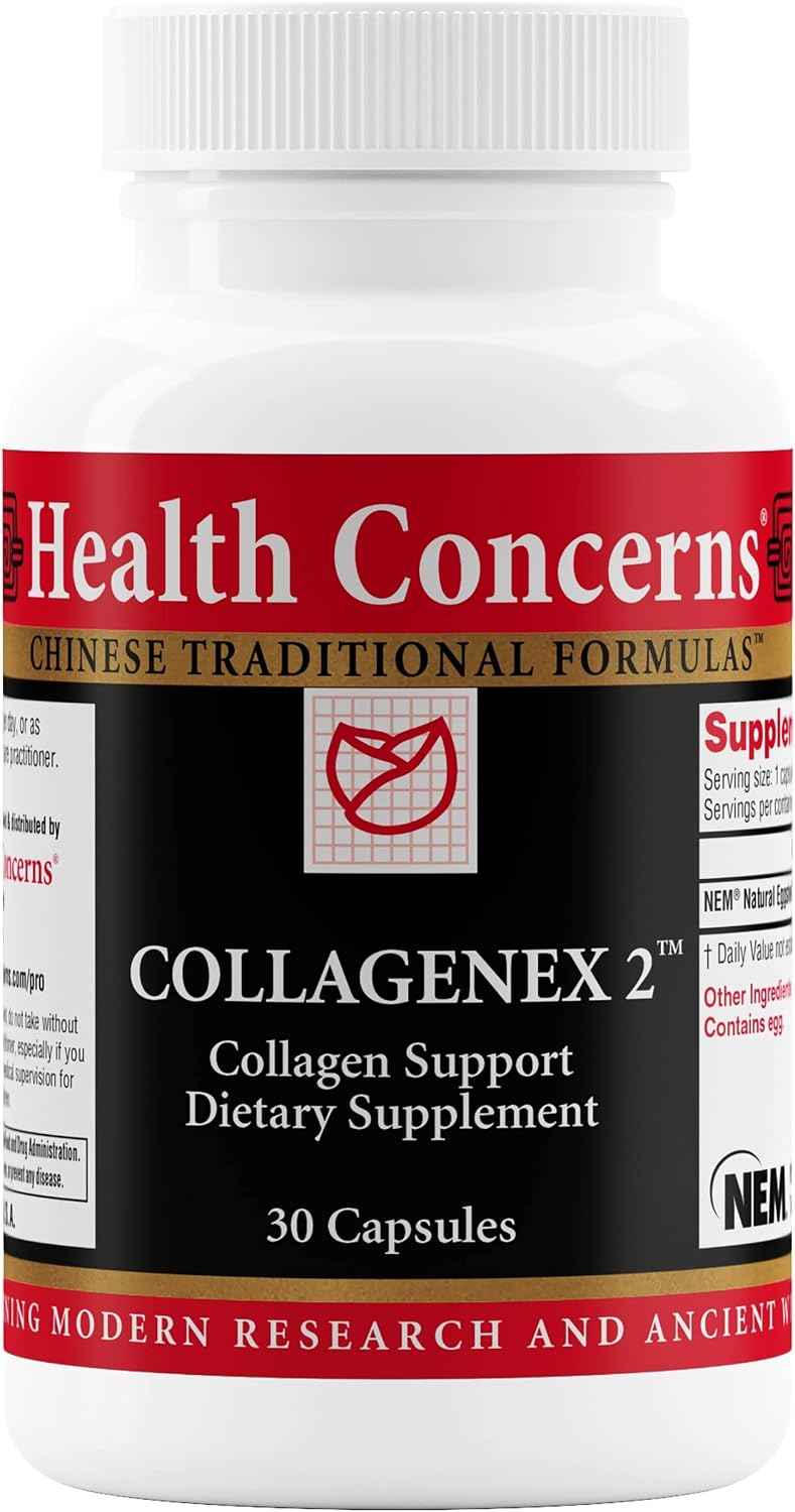 Health Concerns Collagenex 2 - Collagen Supplement for Joint Support & Flexibility - Natural Eggshell Membrane for Men & Women - Connective Tissue Support - Chinese Herbal Supplement - 30 Capsules