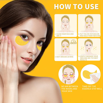 Qyiywim 24K Gold Under Eye Patches – 70 PCS Eye Gel Pads for Dark Circles, Puffiness & Eye Bags