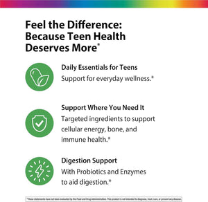 Rainbow Light Teen Multivitamin for Boys & Girls - 90 Caplets - with DermaComplex, Iron, Probiotics & Enzymes