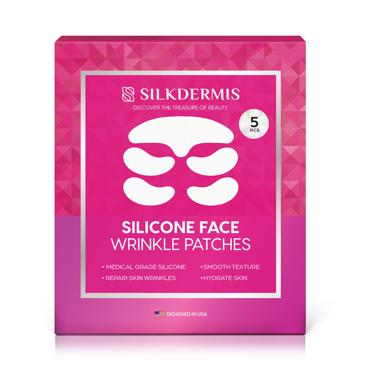 Reusable Silicone Face & Forehead Wrinkle Patches - 5 Pieces (1 Pack)