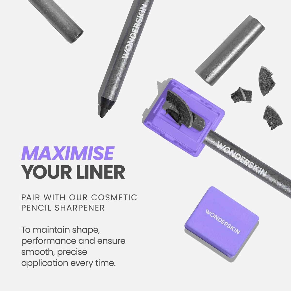 Wonderskin Eyeliner Pencil, 1440 Longwear Blue Purple Eyeliner Pencil - Waterproof, Sharpenable & Smudge Proof