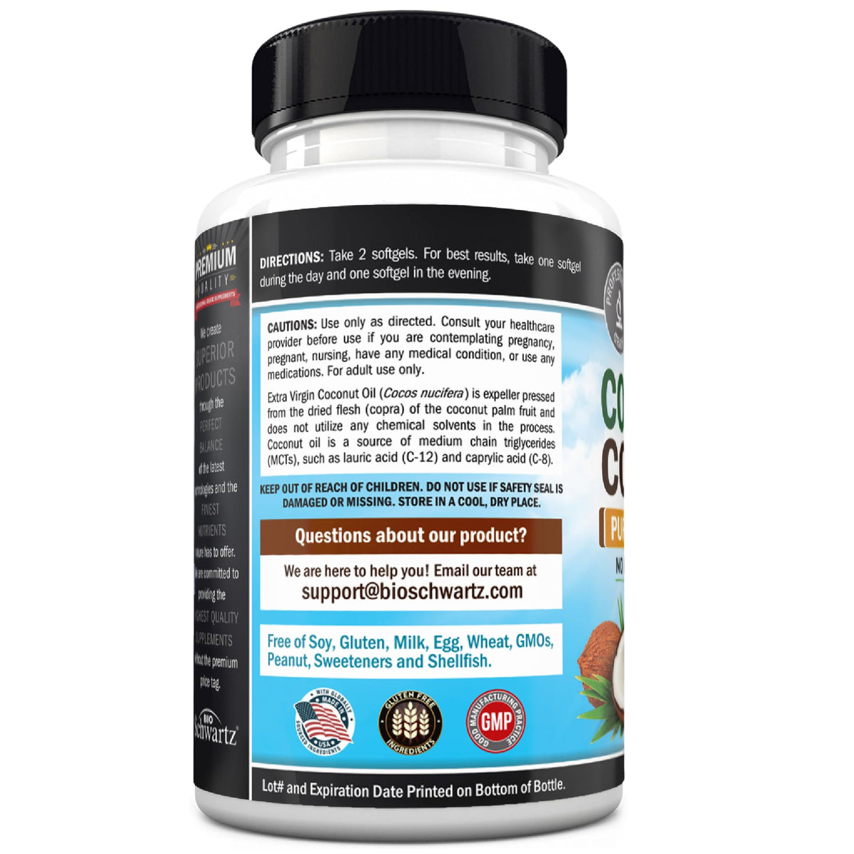 Coconut Oil Capsules 2000mg, 120ct, 2 Month Supply