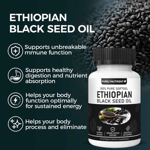 TUVAAZ PURELYNUTRIENT Ethiopian Black Seed Oil Capsules with 4.64% Thymoquinone, Immune Support & Digestion & Energy Booster