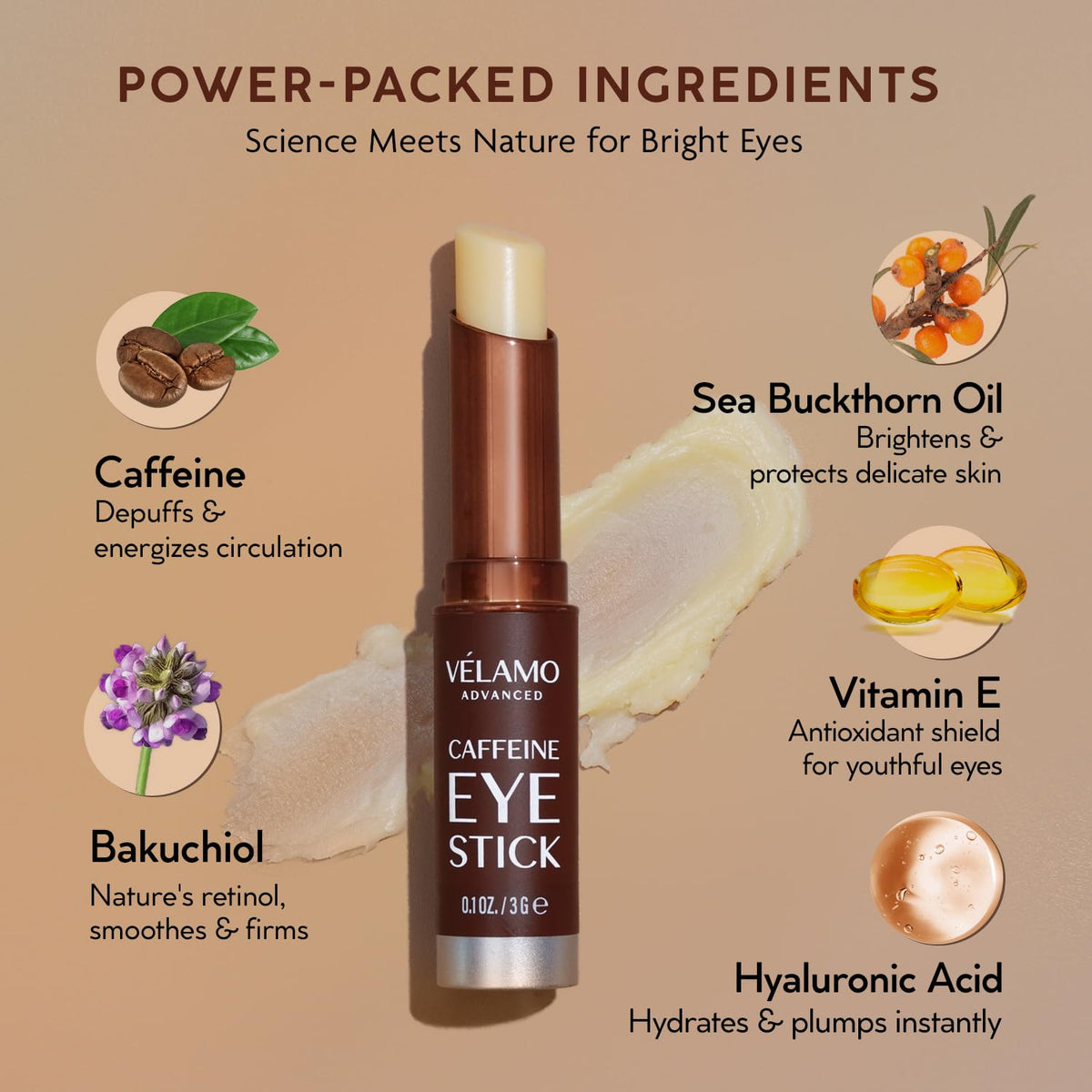 VELAMO Advanced Caffeine & Retinol Eye Stick Duo – AM/PM Under Eye Balm for Dark Circles, Puffiness & Wrinkles