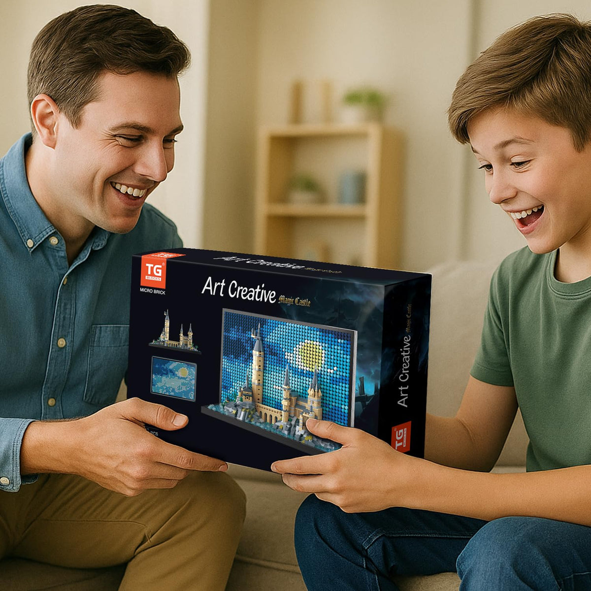 TG BLOCKS Micro Brick Magic Castle Building Set: 3D Wall Art | 2-in-1 Home Decor Model | Creative Castle & Painting Display | DIY Gift Idea Building Toy for Teens Ages 8+ Kids, Adults