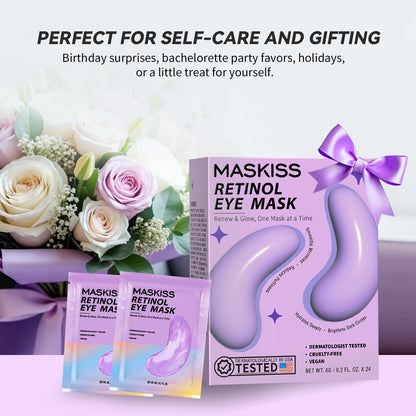 Maskiss Retinol Under Eye Patches (24 Pairs) - Firming Purple Eye Mask for Wrinkles, Dark Circles & Fine Lines