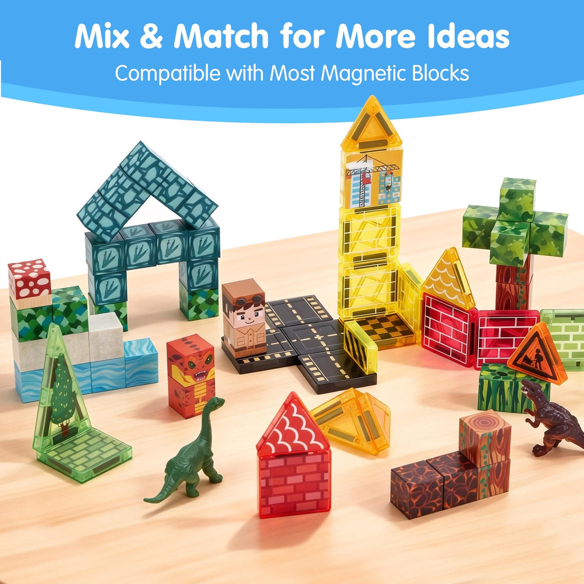 hahaland Mini Magnetic Blocks Travel Set with Magnetic Case for Kids 3-5