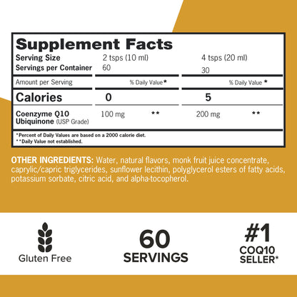 Qunol Liquid CoQ10 100mg, Superior Absorption Natural Supplement Form of Coenzyme