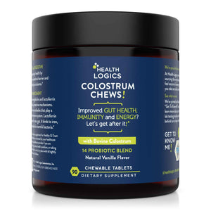 Health Logics Colostrum Chews-Colostrum Supplement 25% IgG for Gut Health, Immune Support, Hair Growth, Vanilla Flavor, 90 Servings