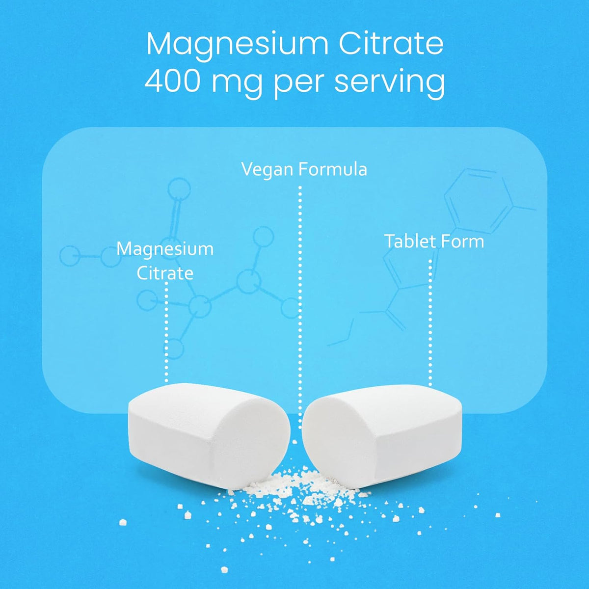 NaturaLife Labs Magnesium Citrate 400 mg per Serving - 120 Tablets, Vegan, Non-GMO