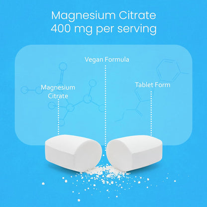 NaturaLife Labs Magnesium Citrate 400 mg per Serving - 120 Tablets, Vegan, Non-GMO