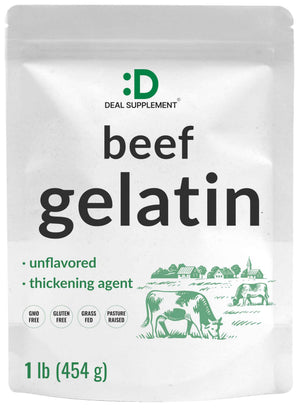 Unflavored Beef Gelatin Powder, 1lb - Grass Fed & Pasture Raised Bovine - Natural Thickener & Stabilizer for Cooking & Baking - High Collagen Protein Source - Non-GMO, Keto Friendly