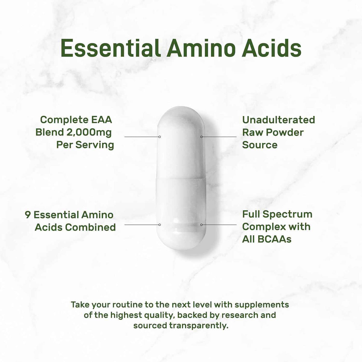 Essential Amino Acids (EAA) 2000mg Per Serving, 300 Capsules - Unflavored - 9 in 1, All BCAAs (Branched-Chain Aminos) - Lean Muscle Support & Natural Pre Workout Supplement