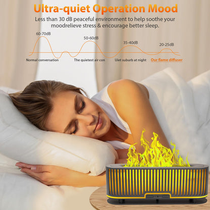 Comfynest Colorful Flame Fire Fireplace Diffuser with 6 Essential Oils Set, Ultrasonic 200ml Essential Oil