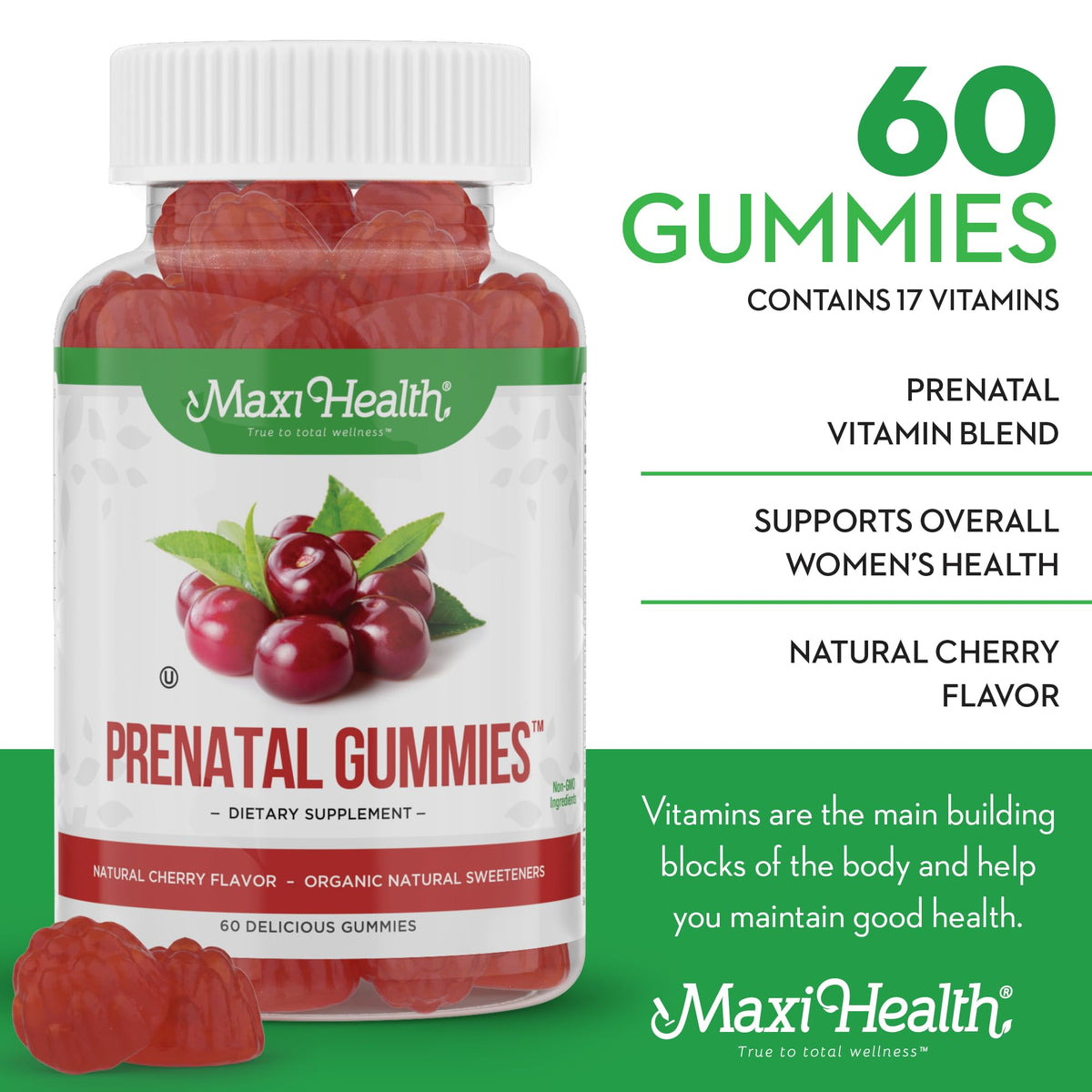 Organic Prenatal Gummies for Women - The Sweet Way to Nurture Your Tomorrow - Kosher Cherry