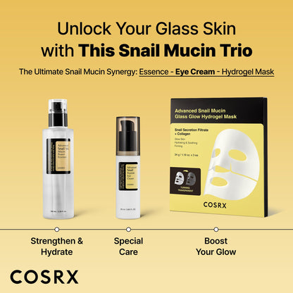 COSRX Advanced Snail Peptide Eye Cream (25ml / 0.84 fl.oz) – 73.7% Snail Mucin & Niacinamide for Dark Circles, Puffiness & Anti-Aging
