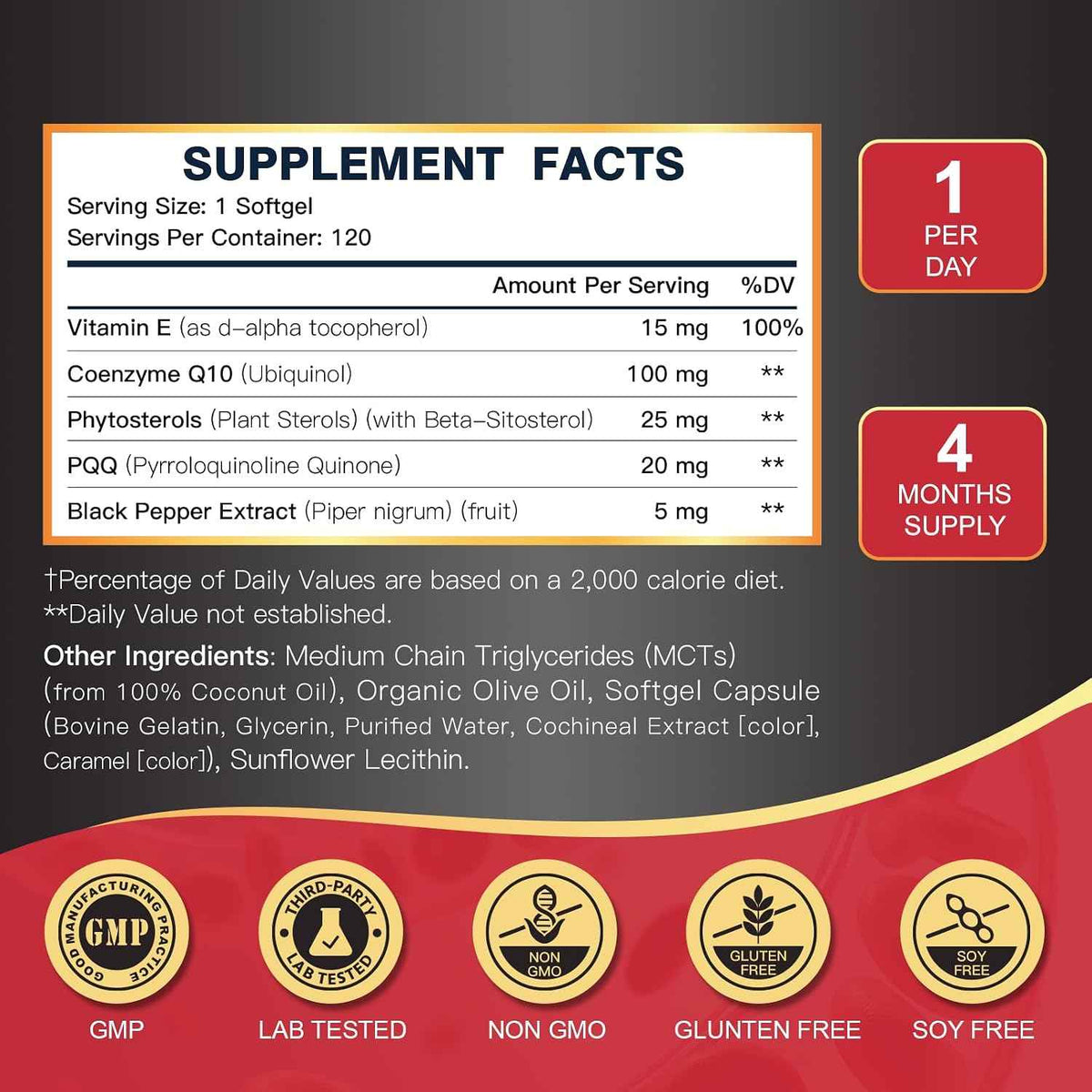 DRFOSTER CoQ10 Ubiquinol 100mg Supplement, Coenzyme Q10 120 Softgels - Maximum Absorption CoQ10, PQQ & MCT, Heart Support, Promotes Energy & Vitality, Antioxidant Support, Non-GMO, Gluten-Free