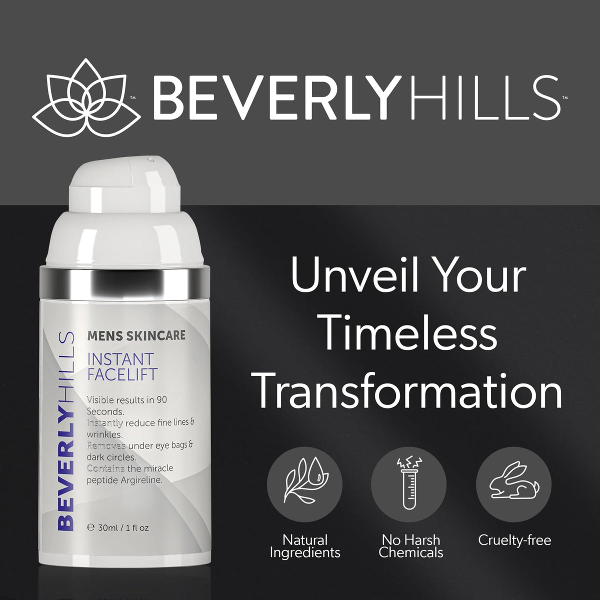 Beverly Hills Men's Instant Facelift & Eye Serum – Dark Circles, Puffy Eyes & Wrinkle Treatment