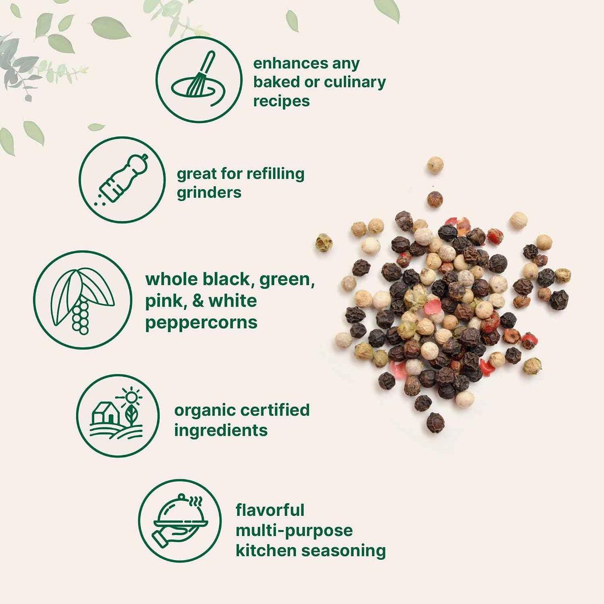 Micro Ingredients Organic Whole Rainbow Peppercorns, 2lbs - Premium Whole Peppercorns for Grinder Refill - Great for Seasonings, Meats & Vegetables - Additive Free, Non-GMO, Bulk Supply