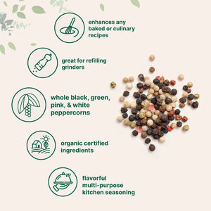 Micro Ingredients Organic Whole Rainbow Peppercorns, 2lbs - Premium Whole Peppercorns for Grinder Refill - Great for Seasonings, Meats & Vegetables - Additive Free, Non-GMO, Bulk Supply