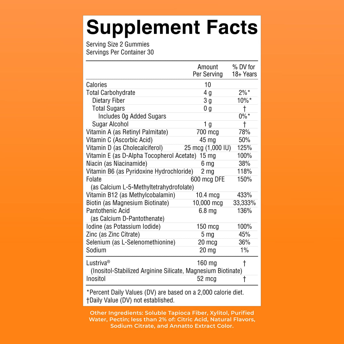 MaryRuth's Multivitamin + Hair Growth Gummies - with Lustriva - Biotin 10000mcg - B Vitamins - Formulated for Thicker Hair, Wrinkles, Fine Lines, Skin Care - Ages 18+ - 30 Servings