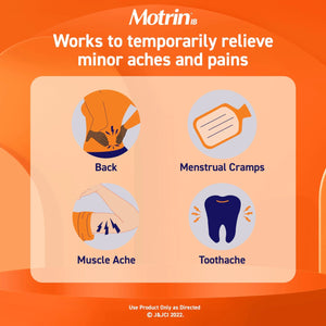 Motrin IB, Ibuprofen 200mg Tablets, Pain Reliever & Fever Reducer for Muscular Aches, Headache, Backache, Menstrual Cramps & Minor Arthritis Pain, NSAID, 100 Ct MotrinBuy Supplements Australia
