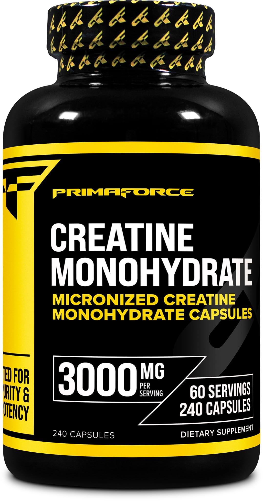Primaforce Creatine Monohydrate Capsules - 240 Capsules, 3,000mg per Serving, Gluten Free and Non-GMO
