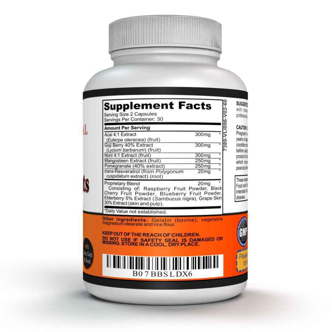 Sigmaceutical Super Antioxidant Capsules - 6 Superfruit Blend with Goji Berry, Acai, Resveratrol for Immune Support